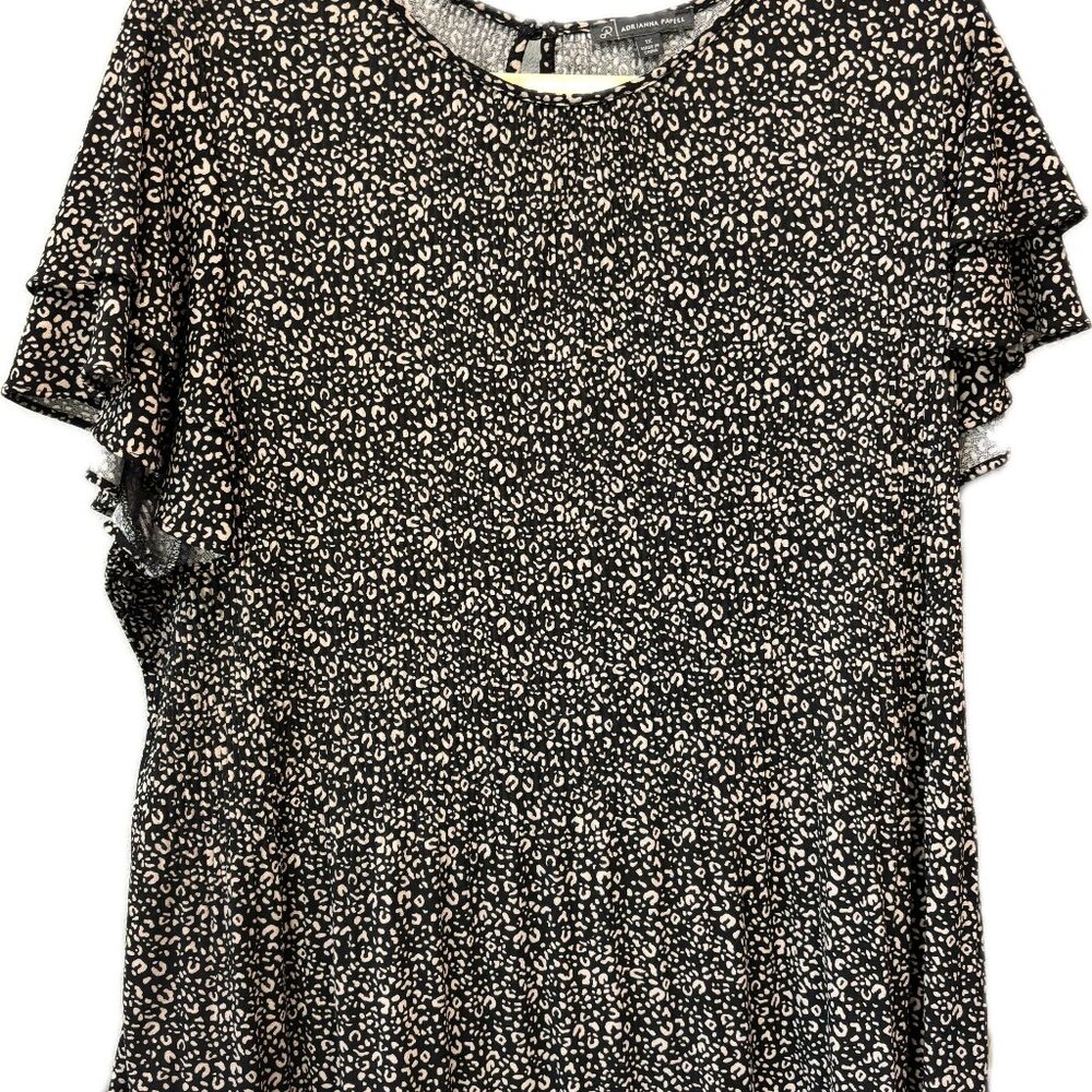 Adrianna Papell Women's Pleated Knit Double Sleeve Top Size XL VGUC